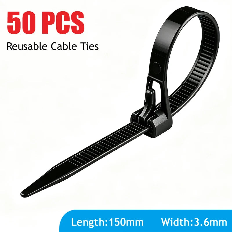 Reusable Nylon Cable Ties 50–1000pcs Mixed Colours & Black