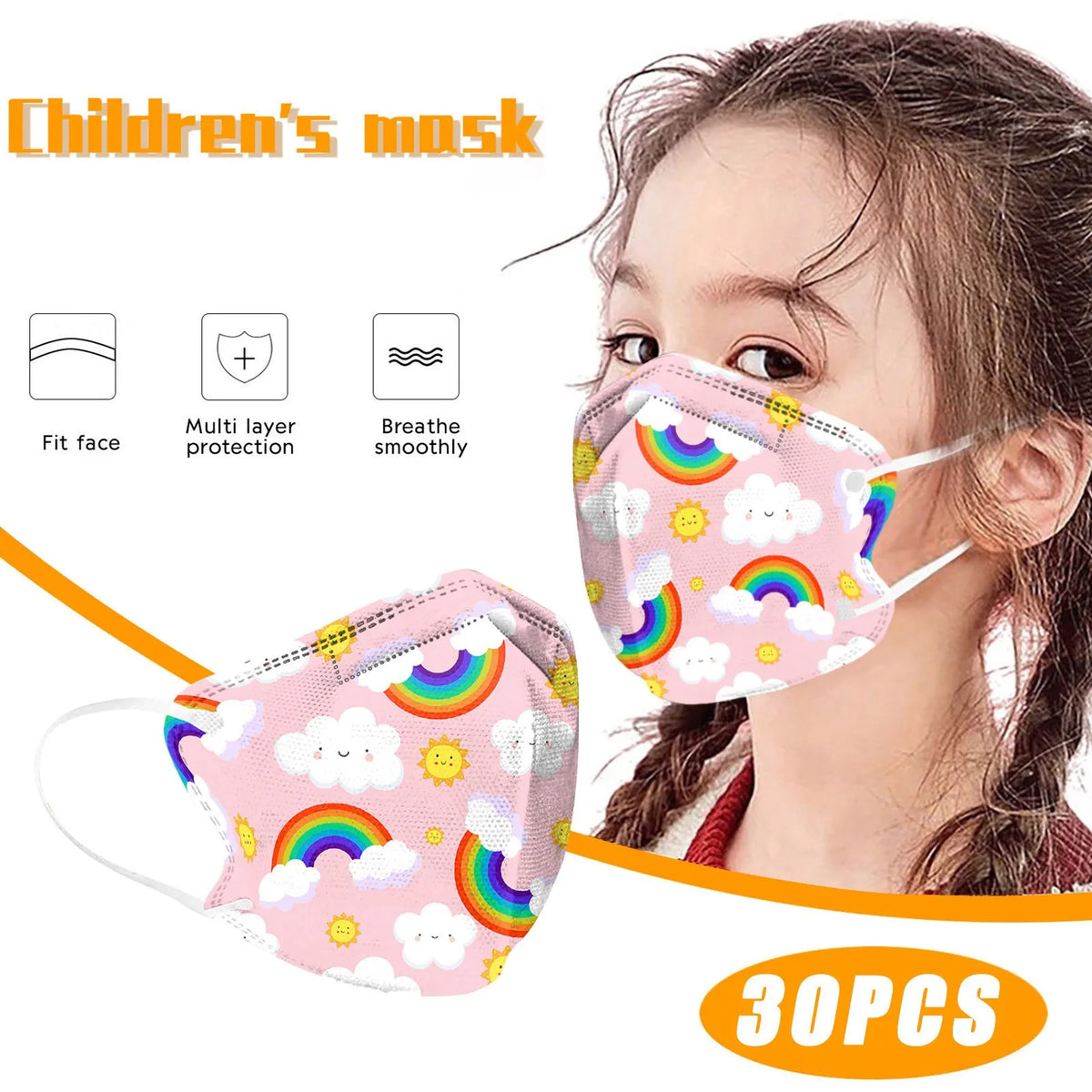 Kids Rainbow Multi-Layer Breathable Face Cover – Reusable