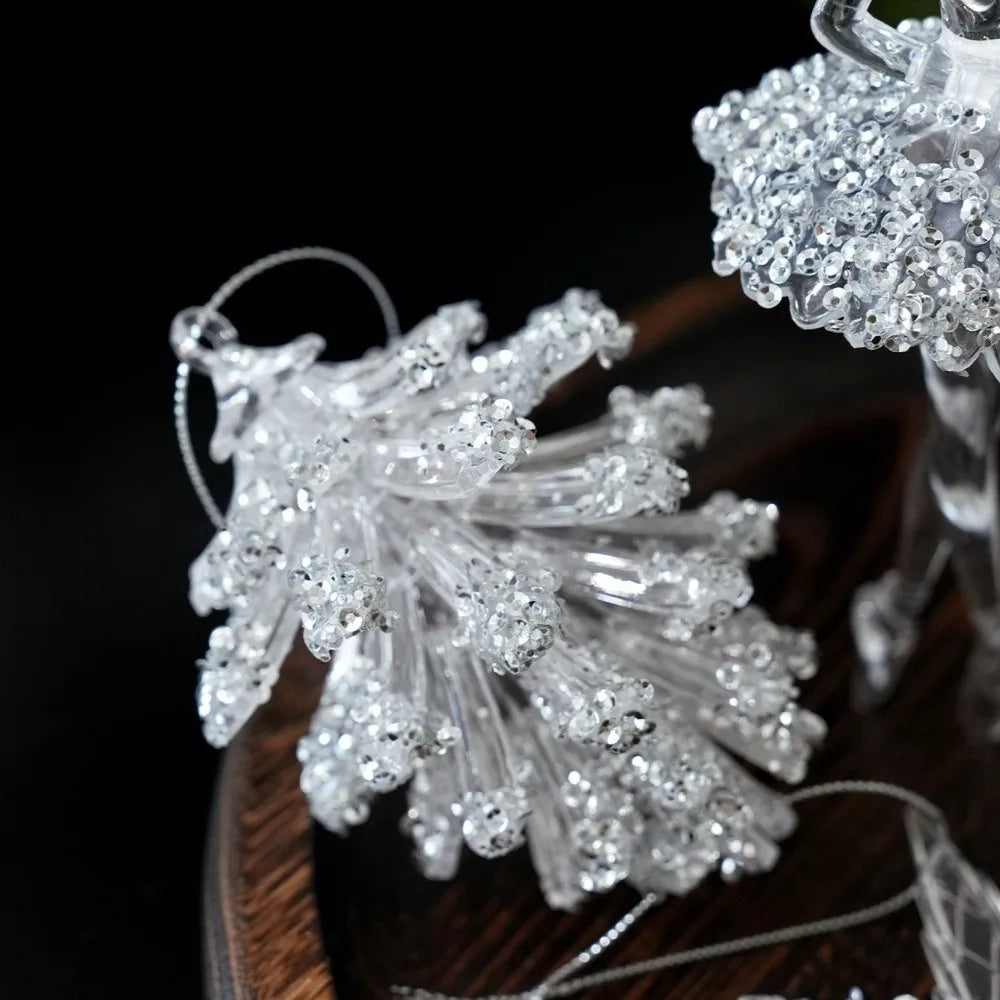 Clear Acrylic Christmas Ornaments – Glitter Faceted Deer Decor