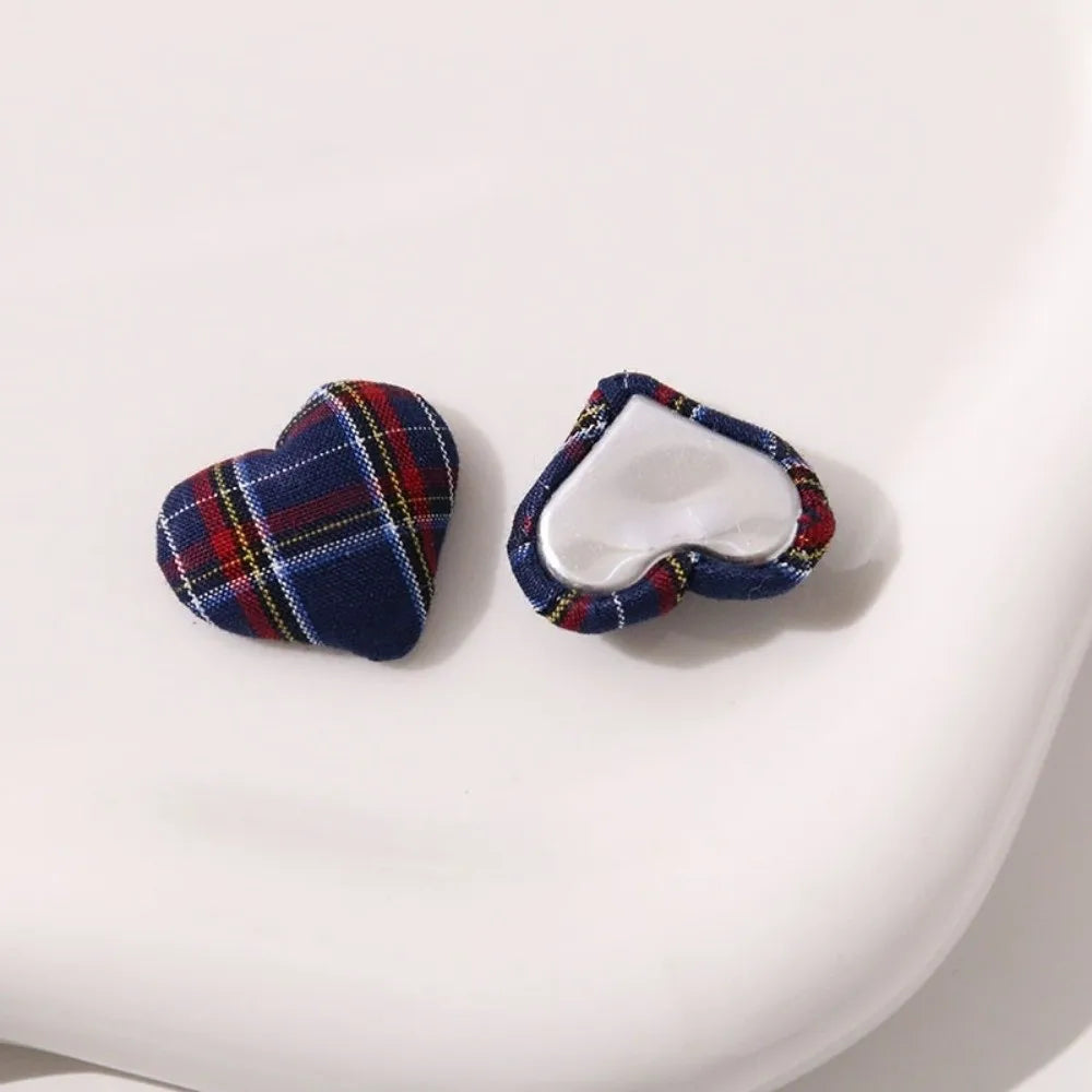 20pcs Plaid Heart Shank Buttons – Vintage DIY Craft Embellishments