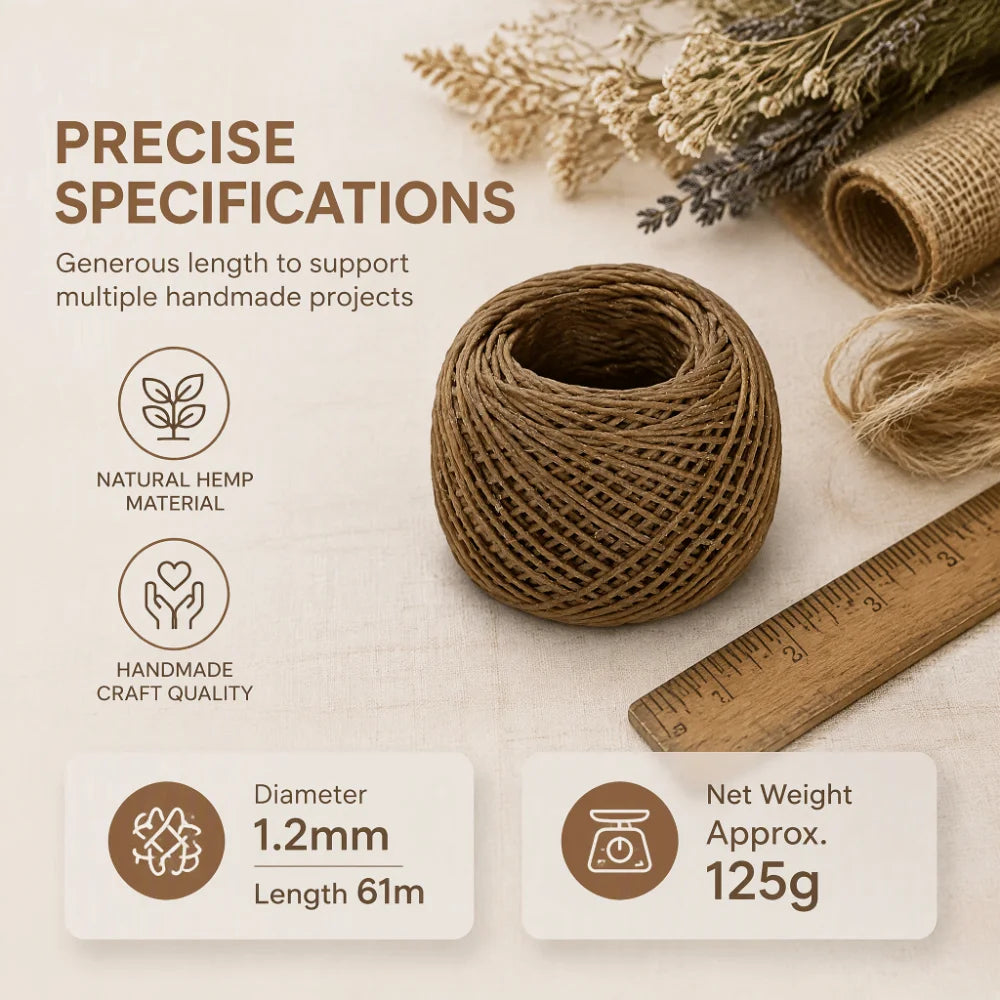 1.2mm Hemp Candle Wick 61m – Beeswax Coated DIY Candle Making