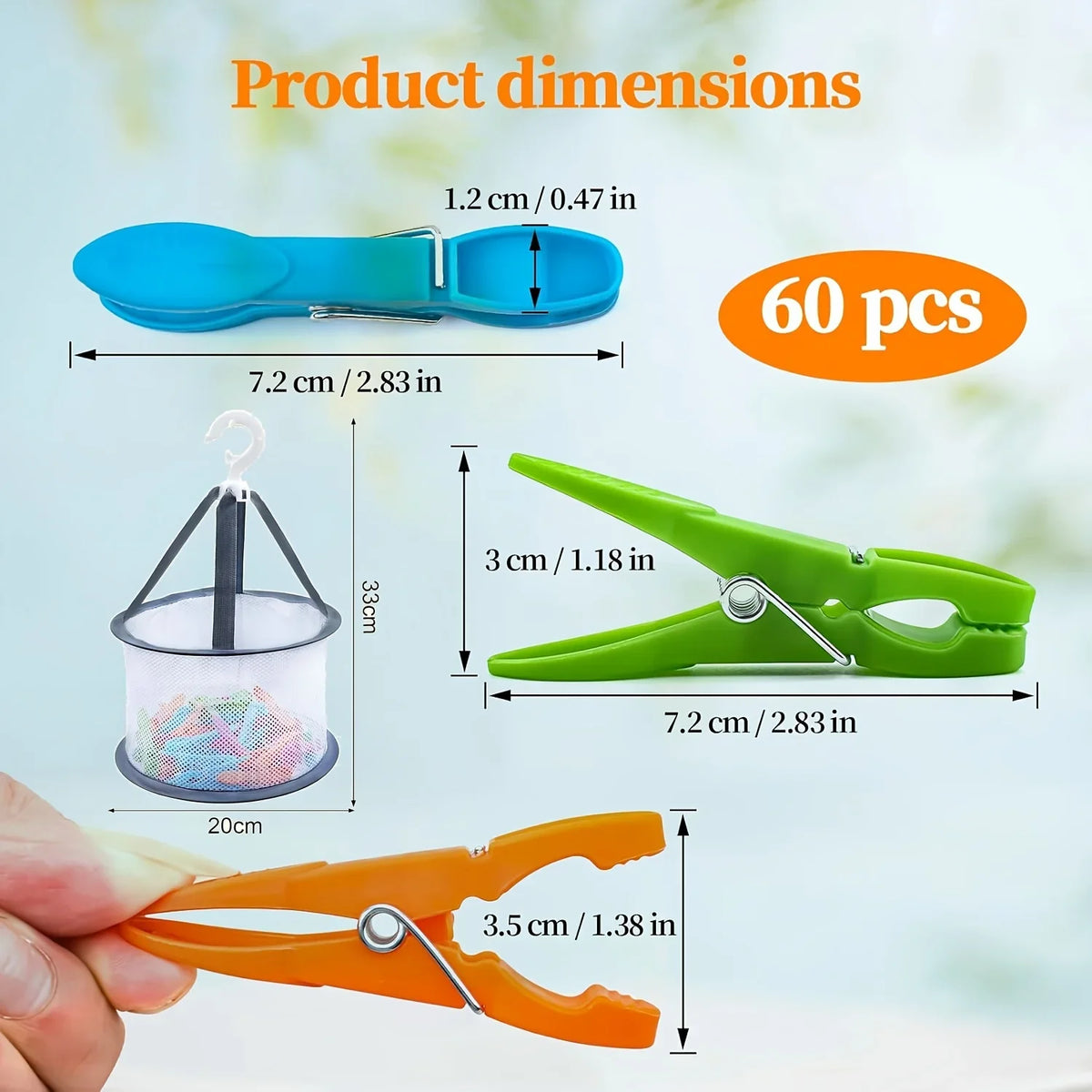 Windproof No-Mark Laundry Clips with Storage Basket – Colorful