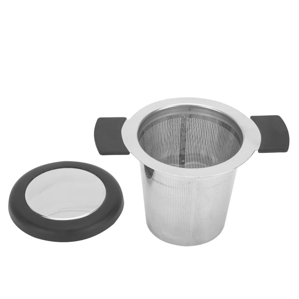 Stainless Steel Tea Infuser Cup with Fine Mesh & Silicone Lid