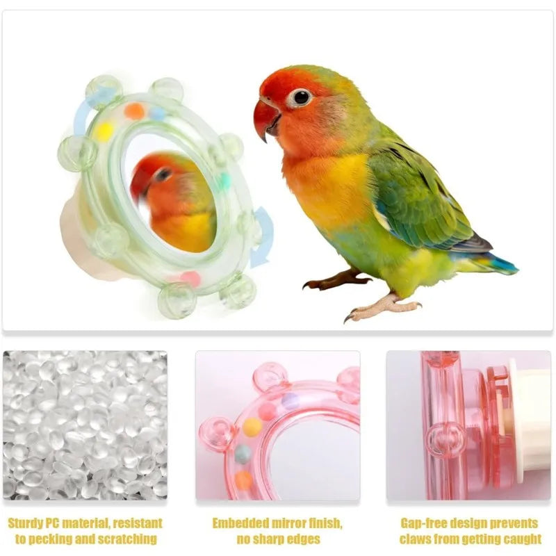 2-Pack Bird Cage Mirror – Interactive Pet Bird Toy Accessory