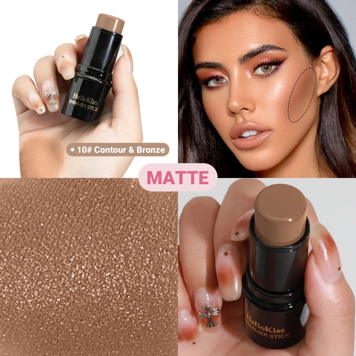 OREADEX 15-Color Shimmer Bronzer Highlighter Contour Stick