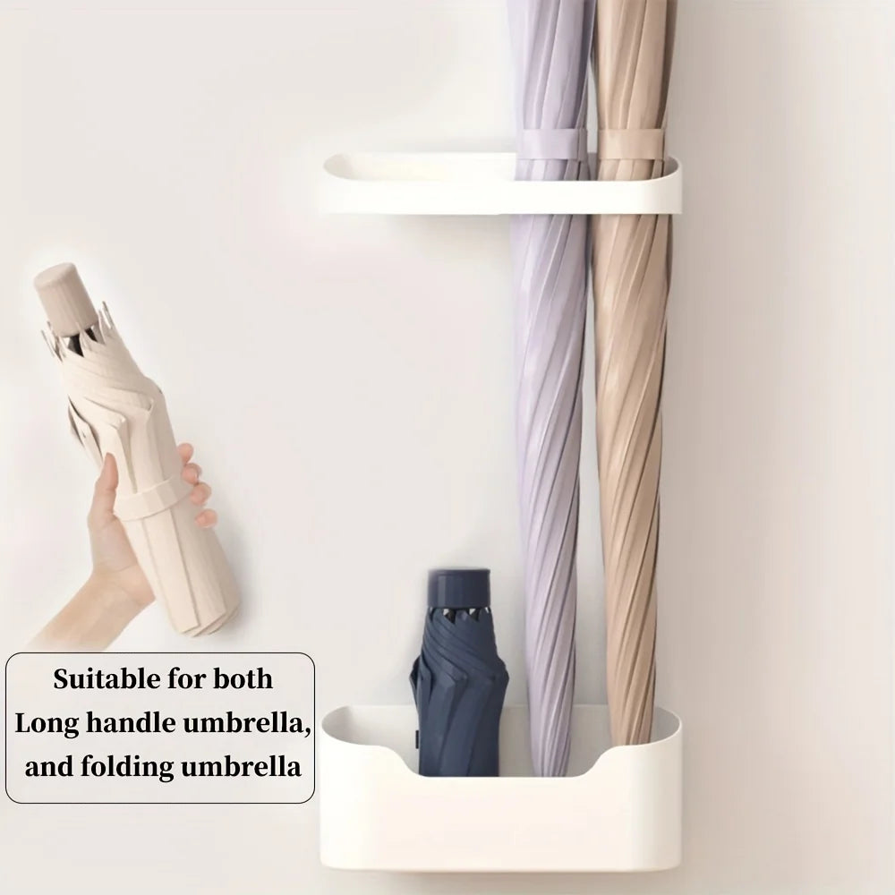 Wall Mounted Umbrella Holder with Drip Tray – 2-Piece Set