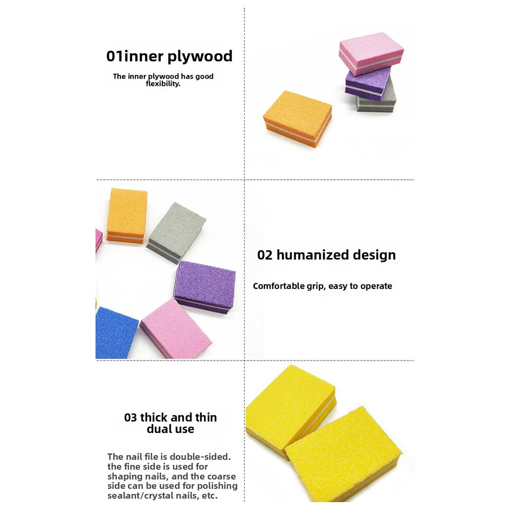 50-Pack Double Sided Nail Buffer Sponge Blocks – Manicure Kit
