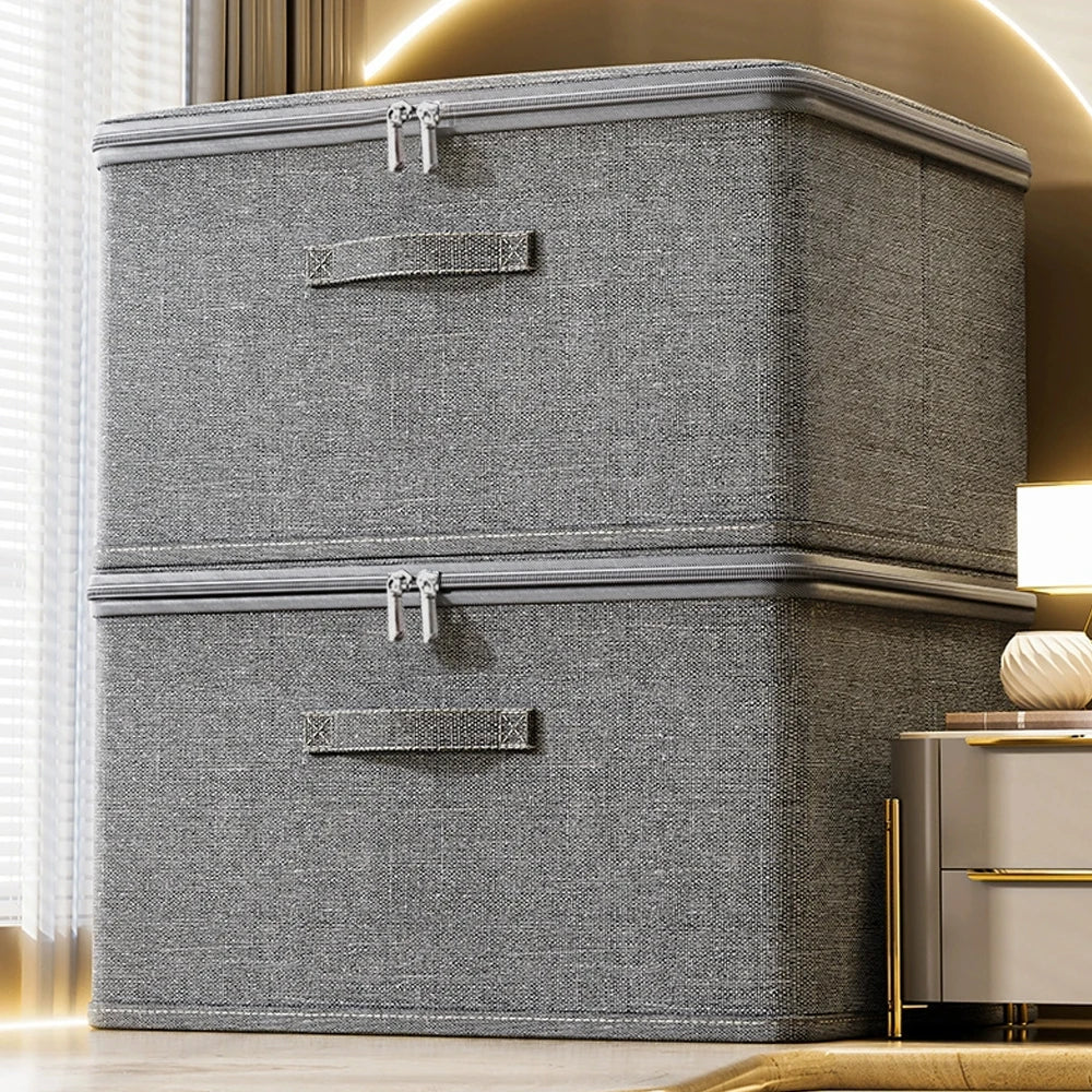 Foldable Clothes Storage Box with Lid & Zipper – Large Capacity