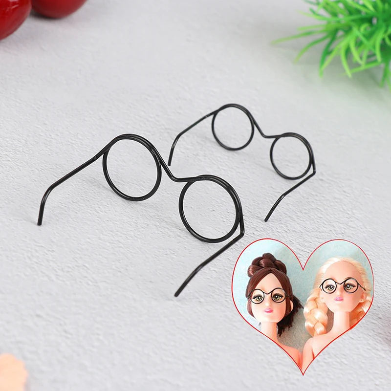 10Pcs Retro Round Lensless Doll Glasses for 30cm Dolls