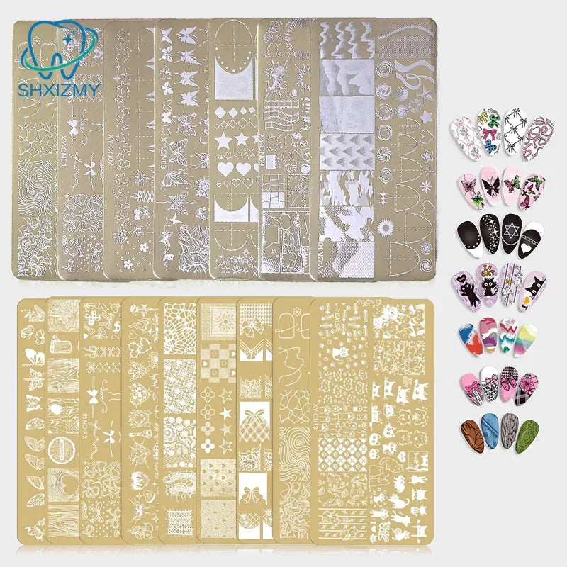 Nail Stamping Plates 12x6cm Butterfly Flower Cat Designs
