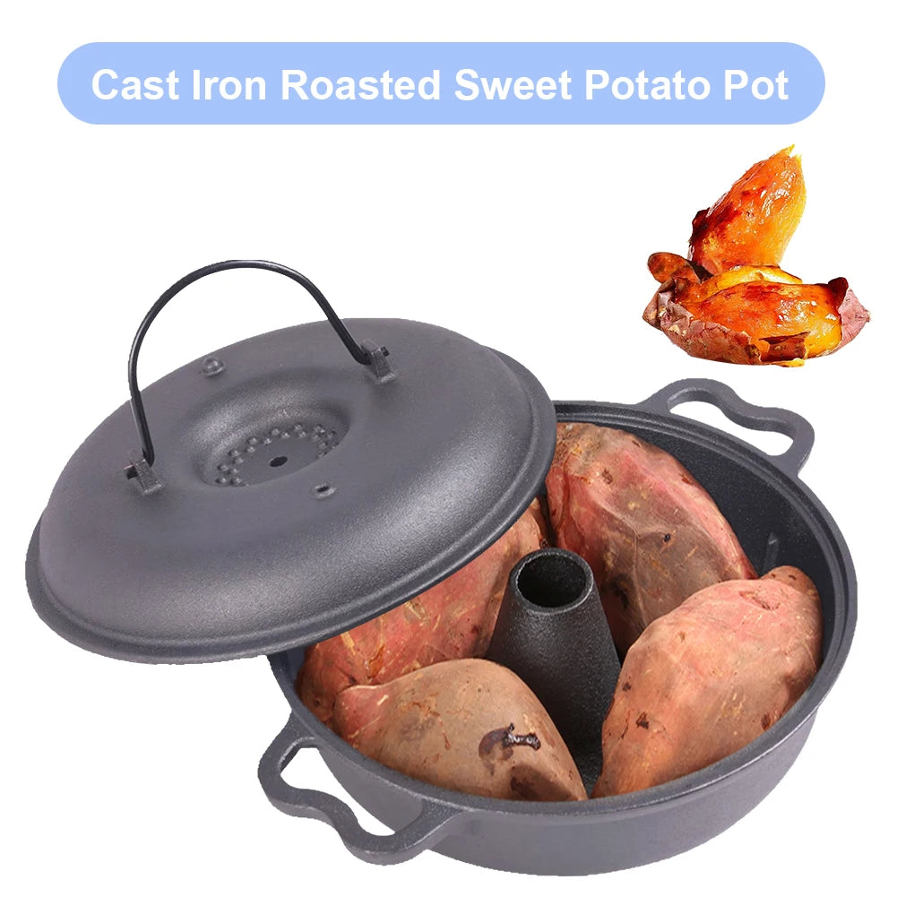 Cast Iron Sweet Potato & Garlic Roaster Pan with Lid