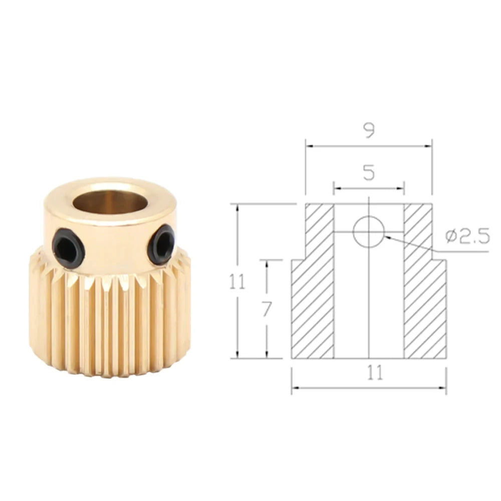 5-Pack MK7 MK8 Brass Extruder Drive Gear 26/40 Tooth – Ender 3 CR10