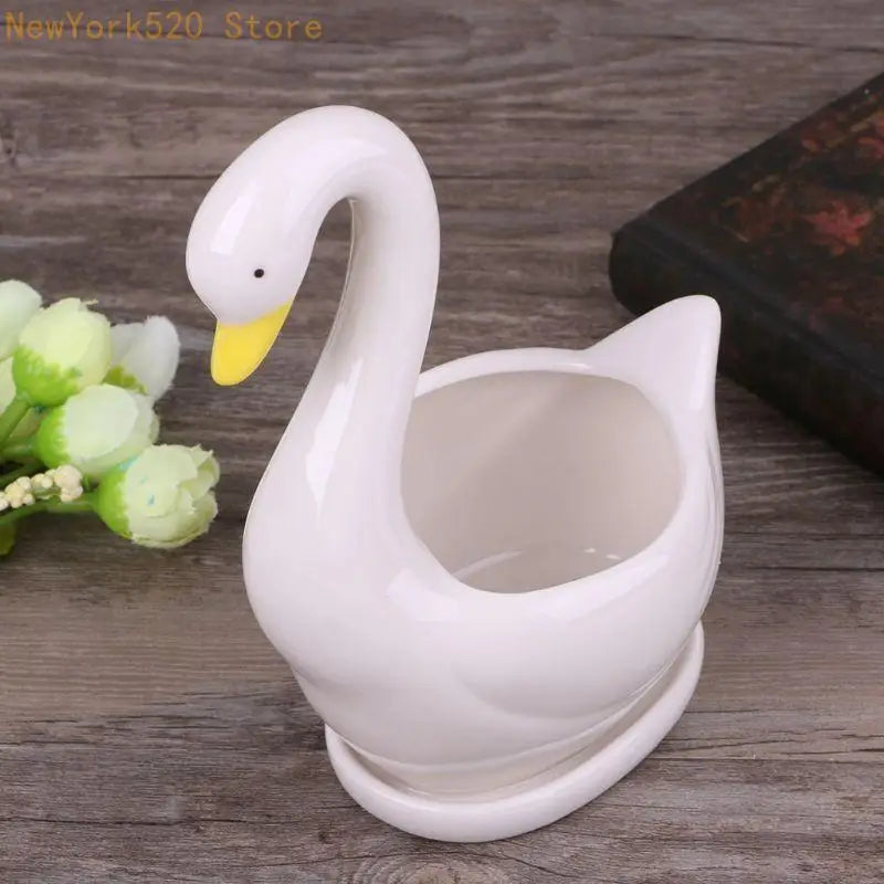 White Ceramic Flower Pot Planter – Desktop Home Decor