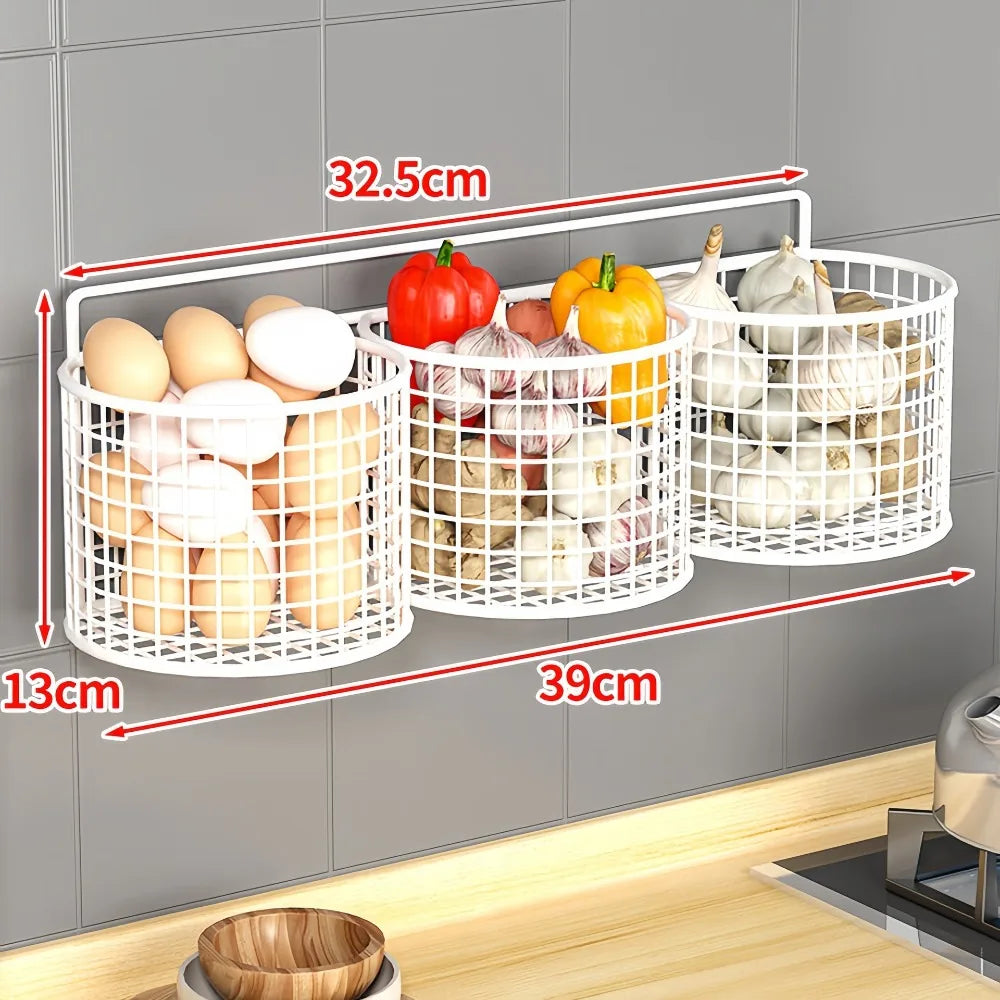 Wall Mounted Metal Storage Basket Rack – Kitchen & Bathroom