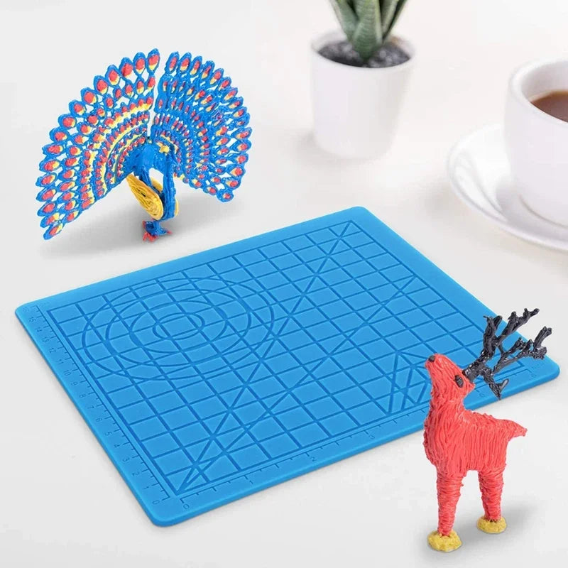 3D Pen Silicone Mat & Drawing Template Pad with Finger Sleeves