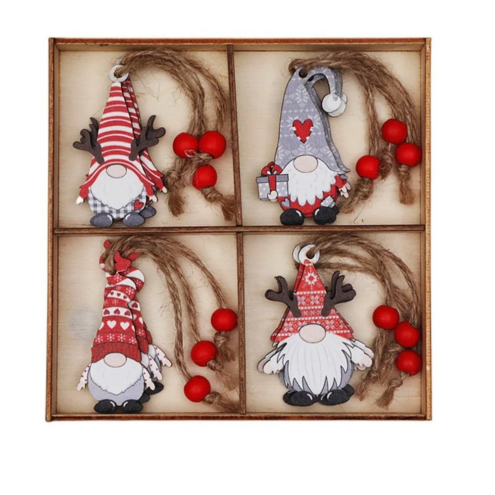 Wooden Christmas Ornaments – Gingerbread Man & Gnome Pendants