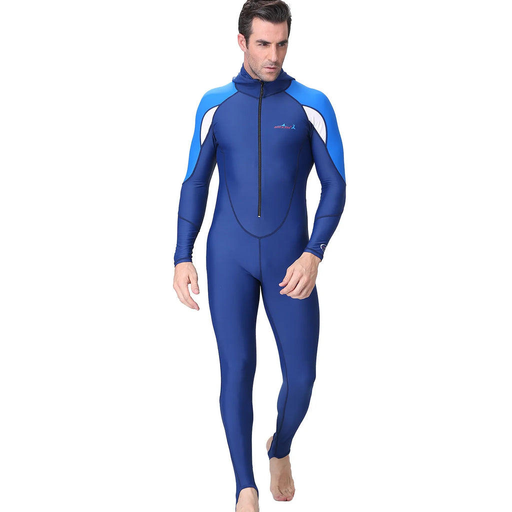 UPF 50+ Hooded One-Piece Rash Guard Wetsuit – Long Sleeve