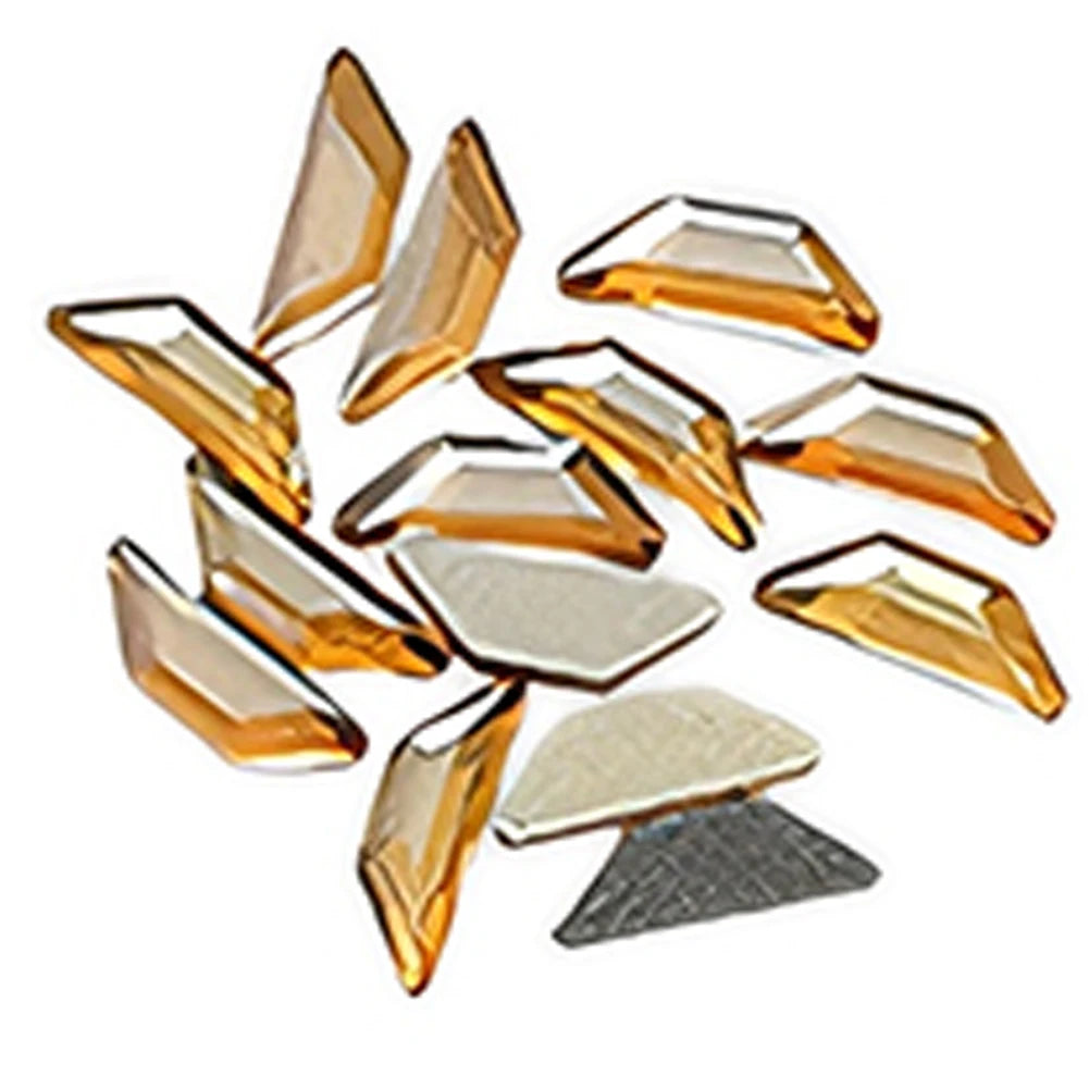100pcs Champagne Gold Nail Rhinestones – Irregular Crystal Gems Set