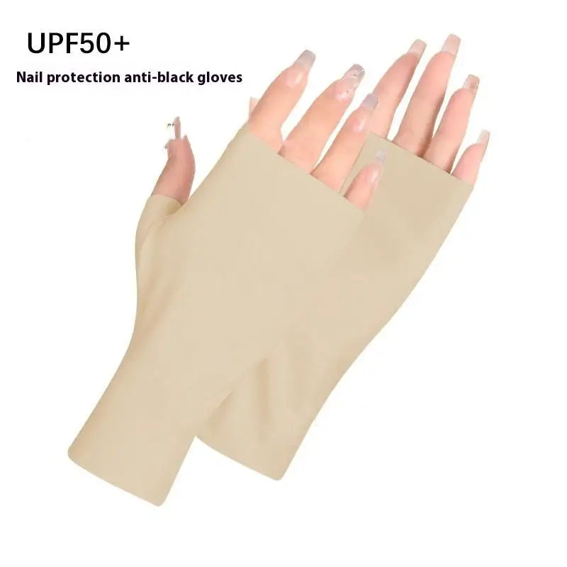 UV Protection Fingerless Gloves – Ice Silk Nail Art Sun Care