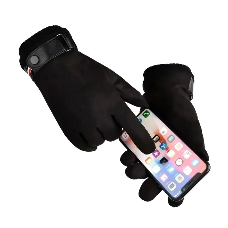 Men's Winter Suede Touchscreen Gloves – Military Style