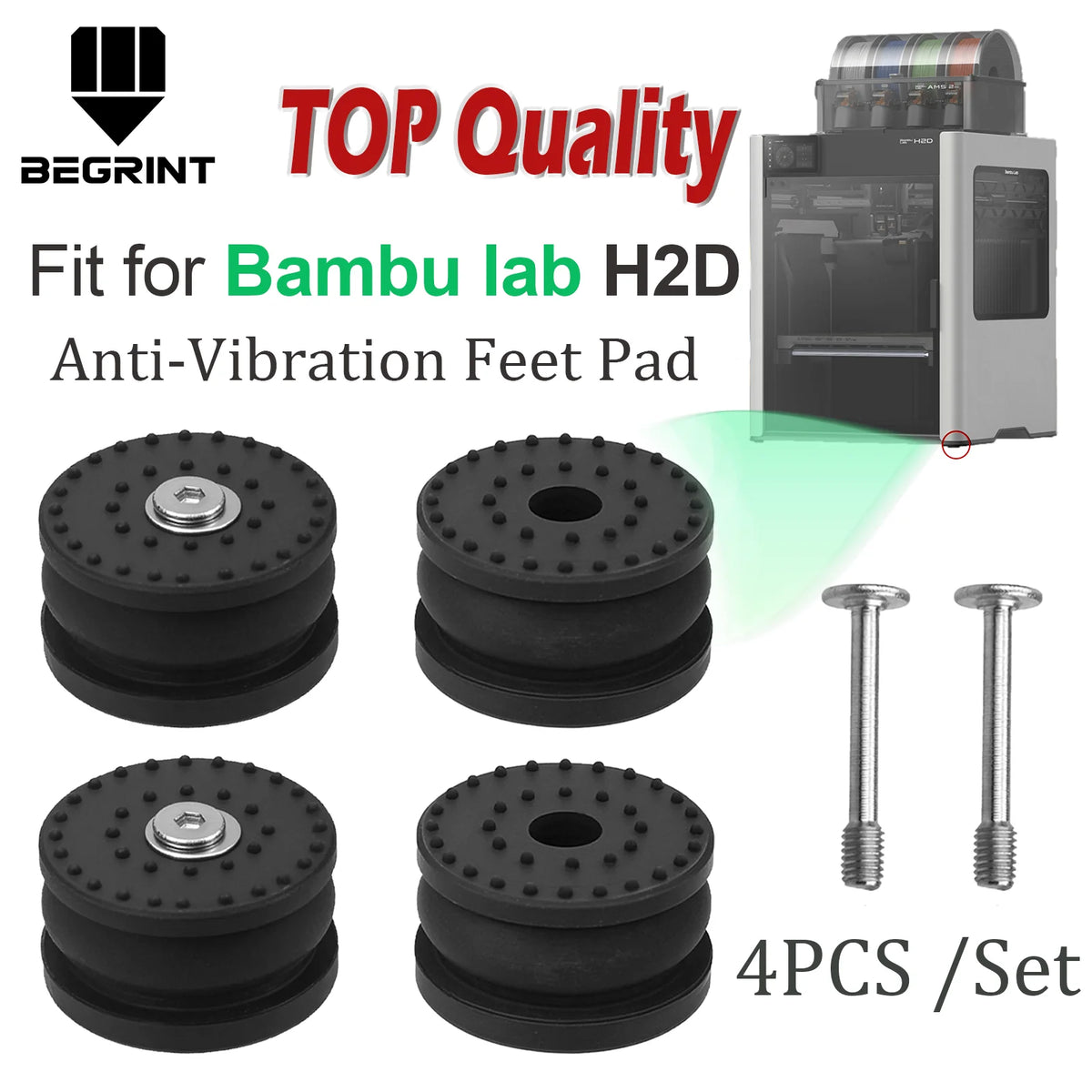 Bambu Lab H2D Rubber Anti-Vibration Replacement Feet Pads
