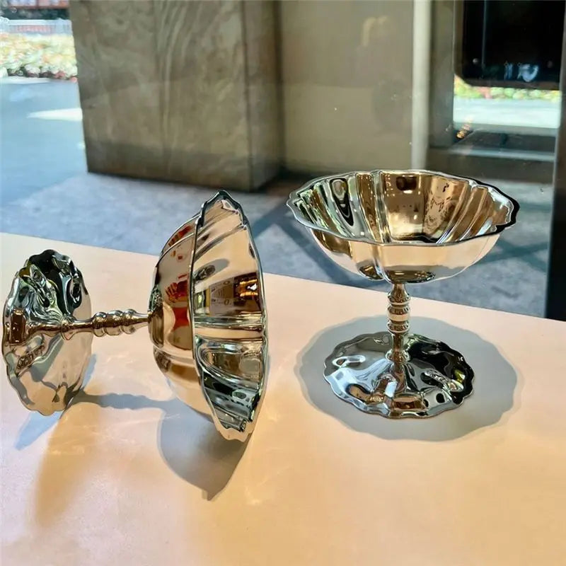 Stainless Steel Retro High-Foot Dessert Cup & Table Centerpiece