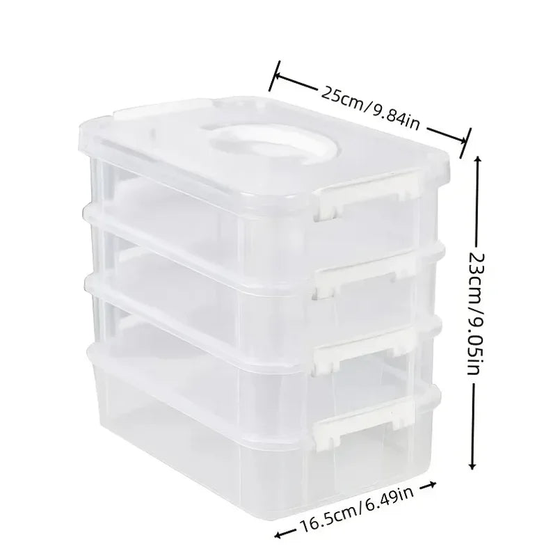 4-Layer Stackable Transparent Plastic Storage Organizer Box