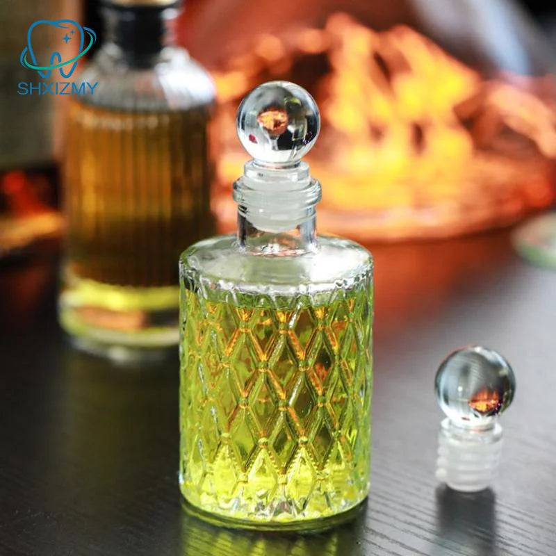 Vintage Embossed Glass Bitters Bottle with Stopper & Pour Spout