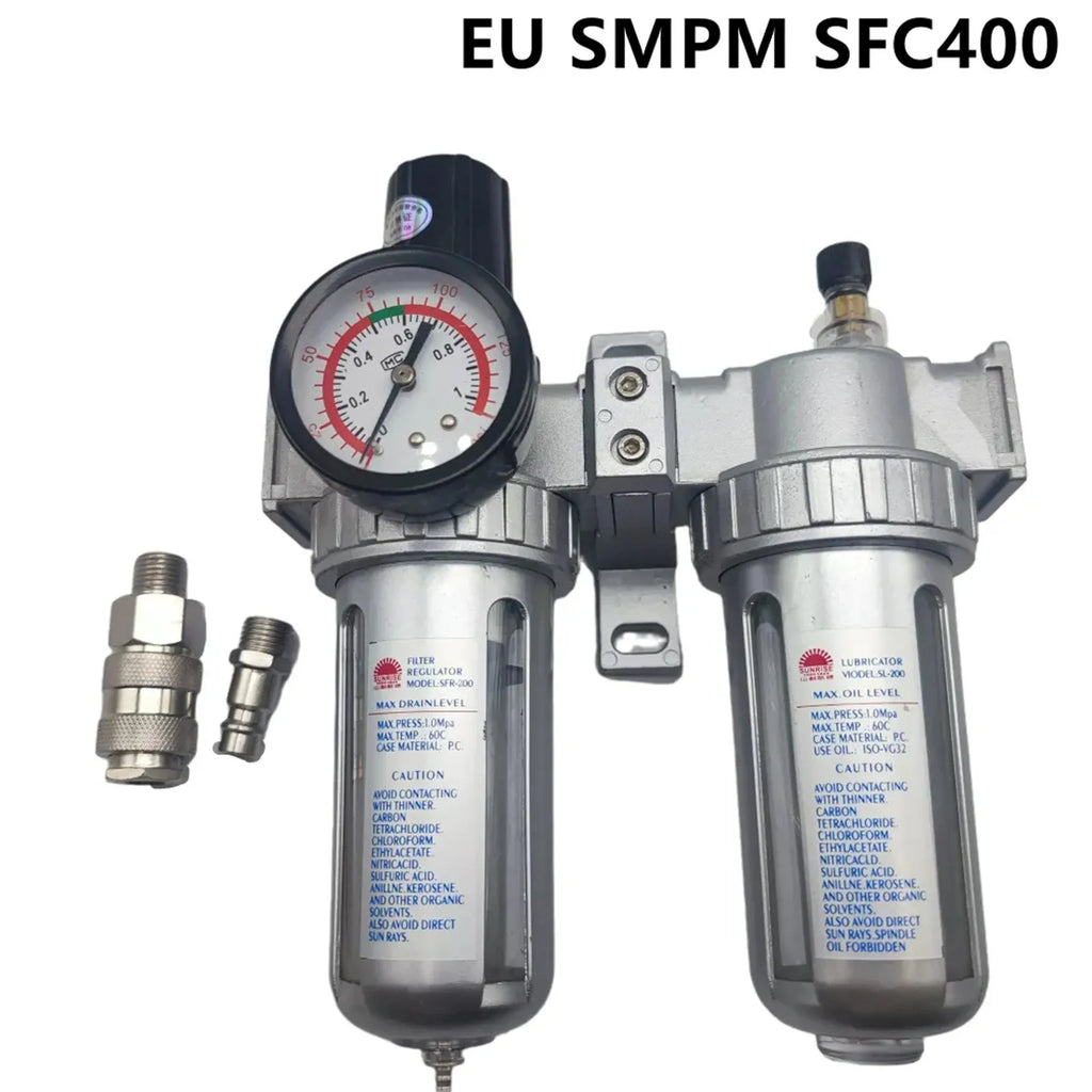 3-in-1 Pneumatic Air Filter Regulator Lubricator Unit w/ Gauge