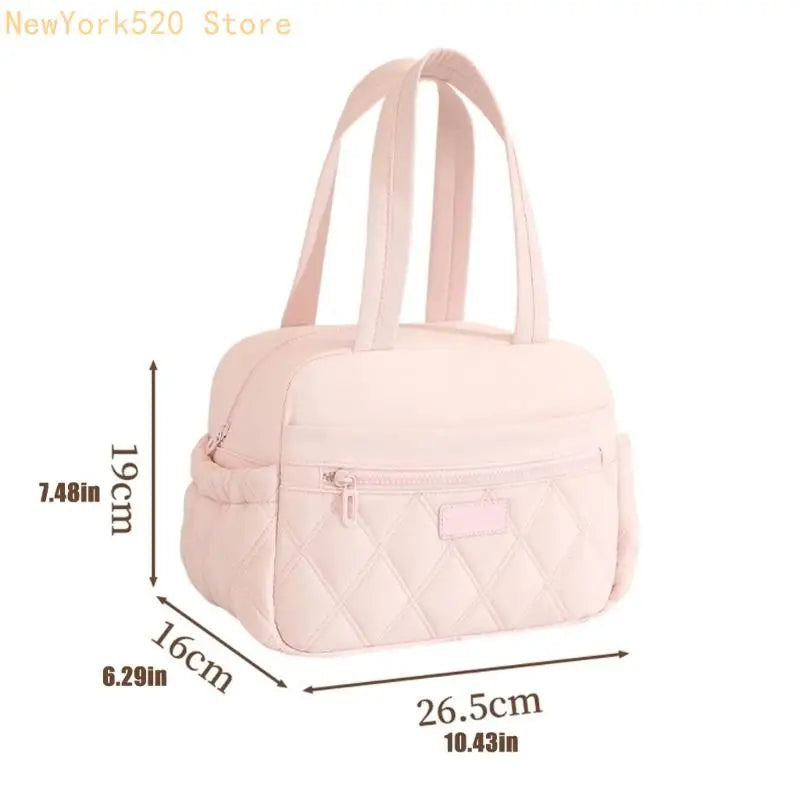 Quilted Insulated Lunch Bag – Pockets & Bottle Holder