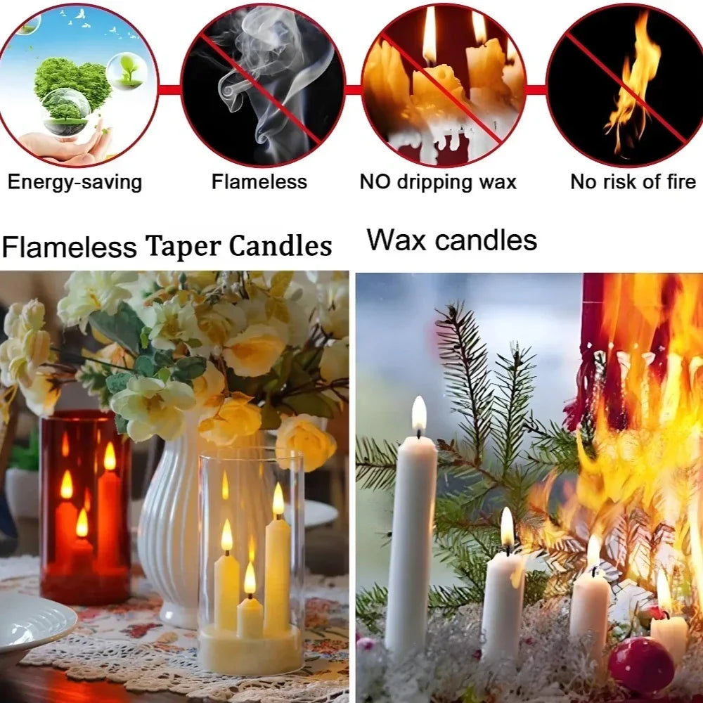 3-in-1 Flameless LED Taper Candles with Lampshade | Flickering