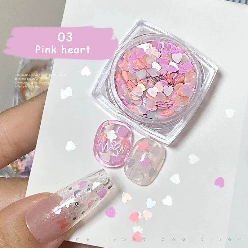 Nail Art Sequins 6 Shapes Glitter Manicure Decals – 1 Jar
