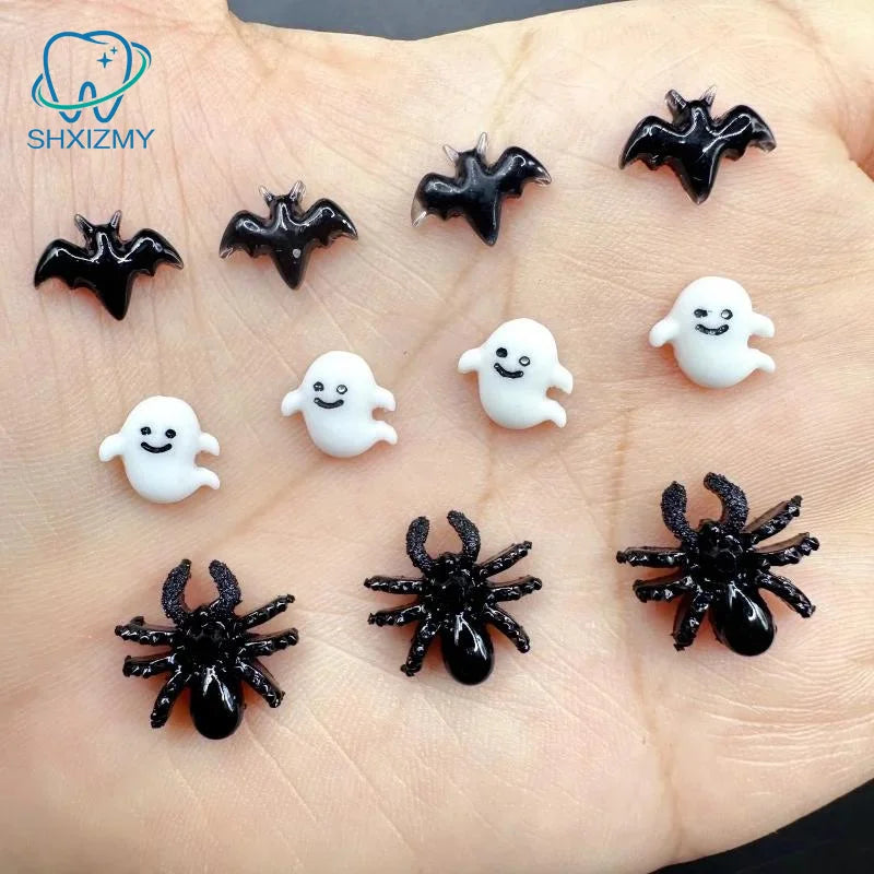 30Pcs Halloween 3D Resin Nail Charms – Bat Spider Snake
