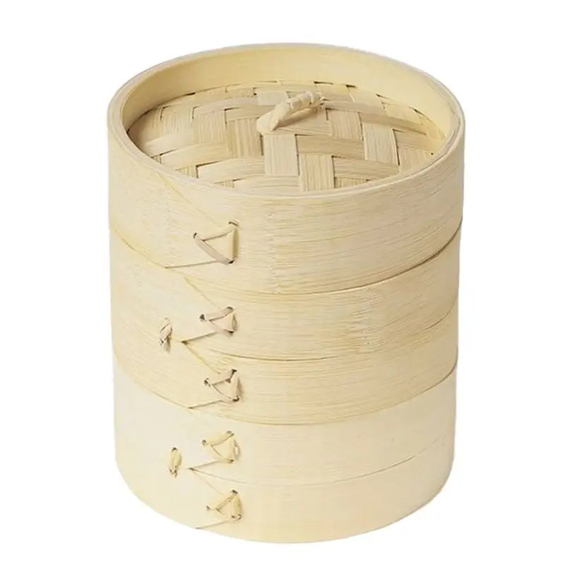 2-Tier Bamboo Steamer Basket for Dumplings & Vegetables