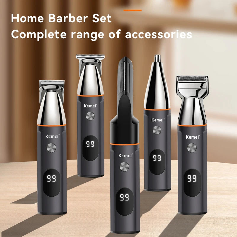 Kemei 5-in-1 Cordless Men's Grooming Kit – Beard & Body