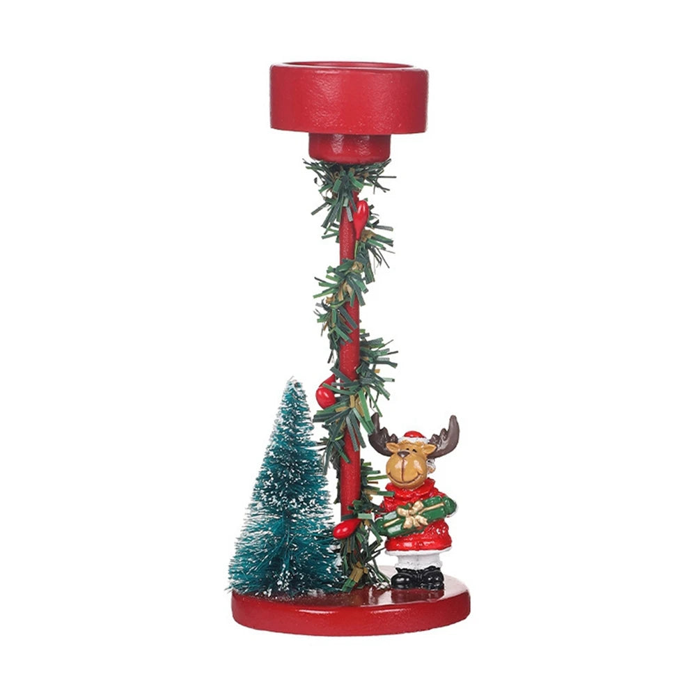 Christmas Candlestick Holder – Festive Resin Tea Light Stand