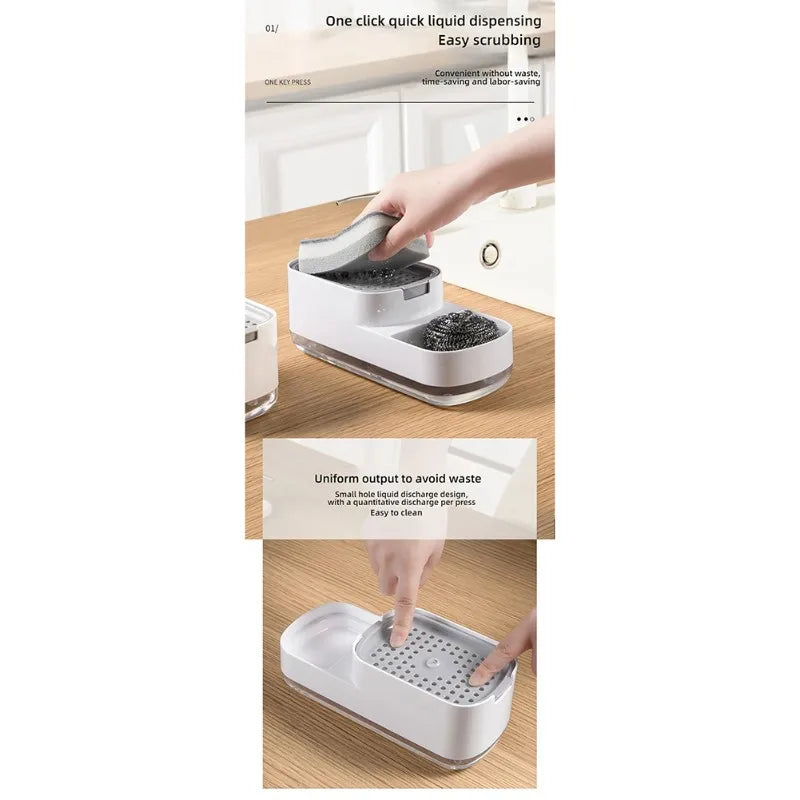Soap Dispenser with Sponge Holder & Storage Box | Kitchen Bath
