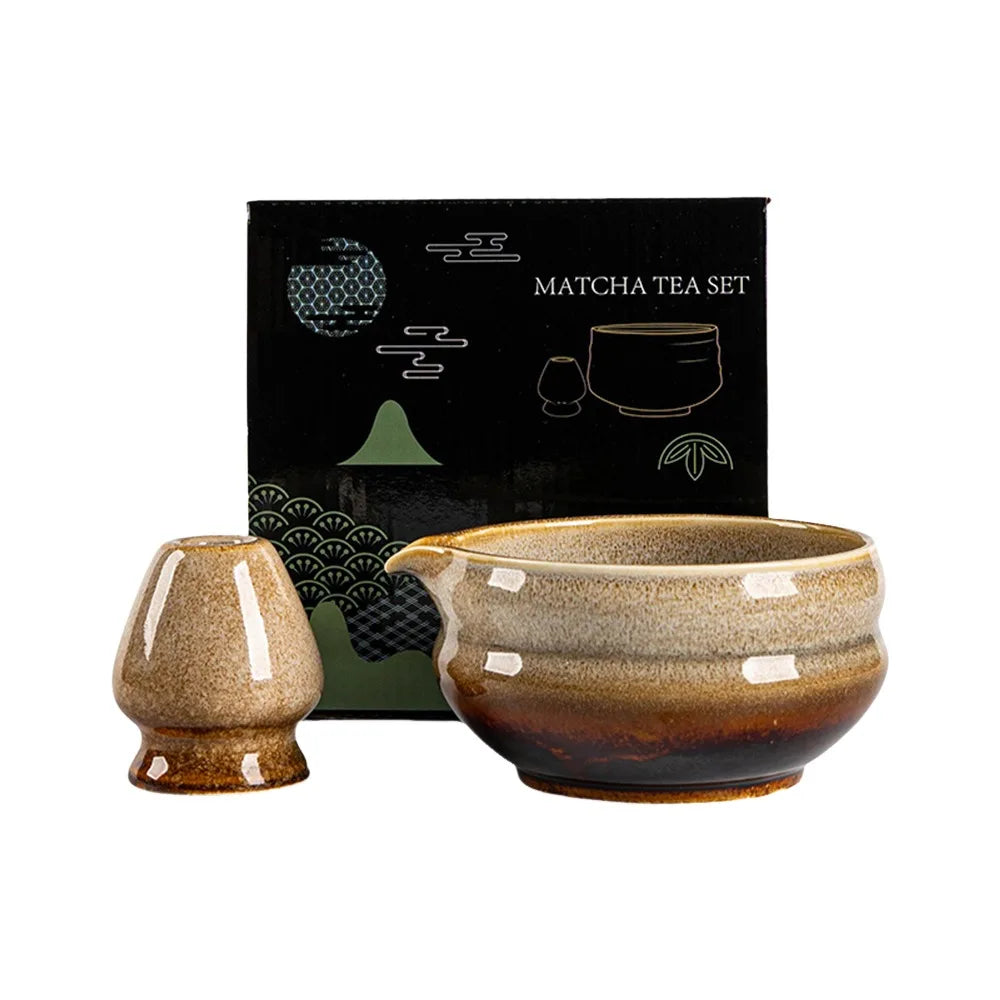 Ceramic Matcha Bowl Set – Kiln Fired, Large Capacity Tea Bowl