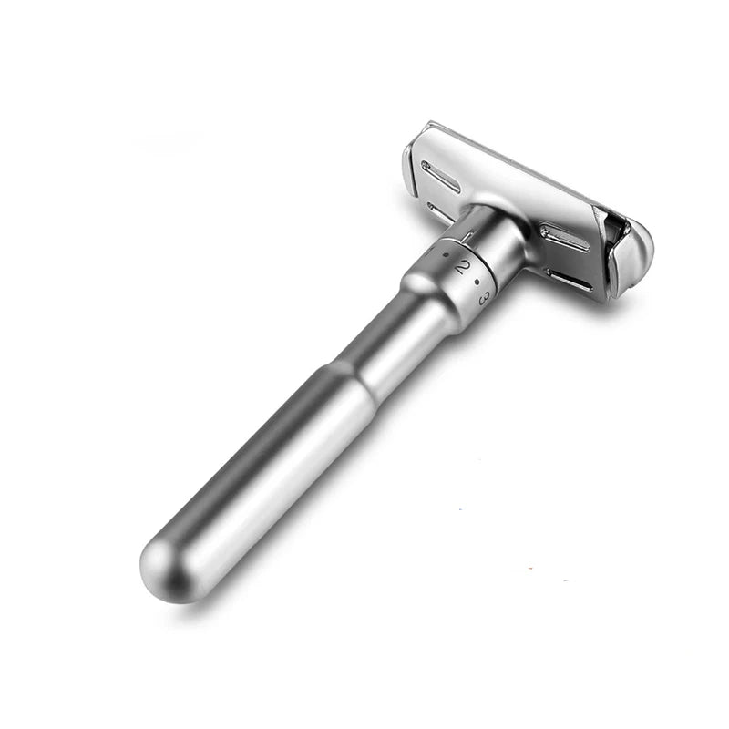 Adjustable Double Edge Safety Razor for Men + 5 Blades & PU Bag