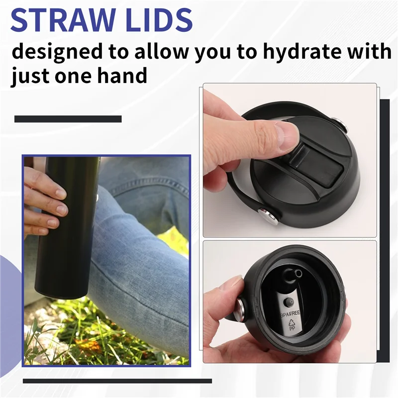 2-Pack BPA-Free Straw Lids for Hydro Flask Wide Mouth Bottles
