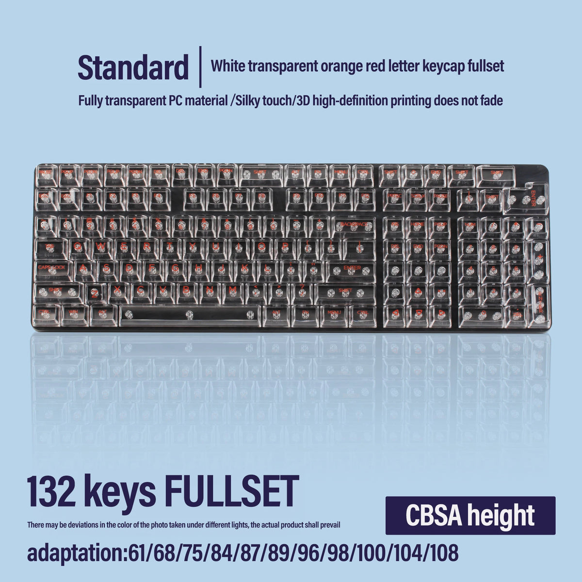 UYIQ 132-Key CBSA Transparent PC Keycaps – Cherry MX Gateron
