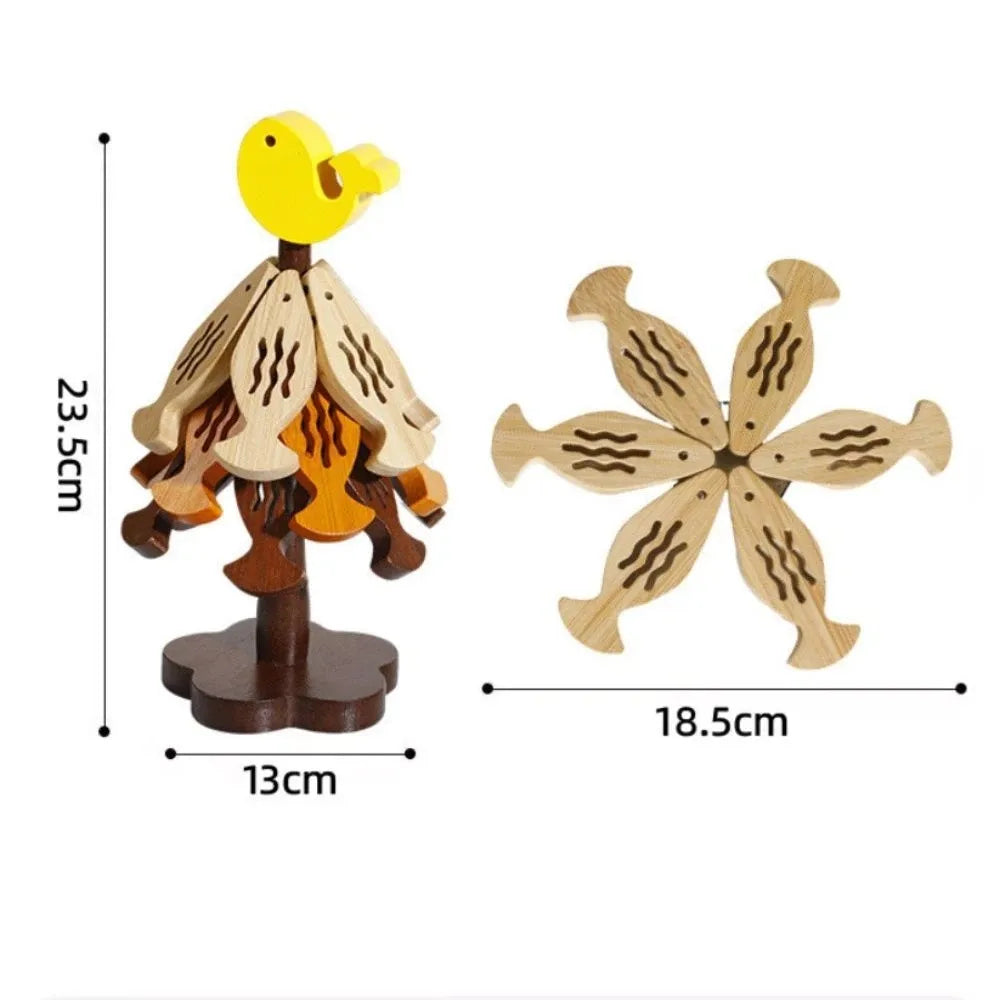 Foldable Tree-Shaped Bamboo Trivet Heat Resistant Table Mat