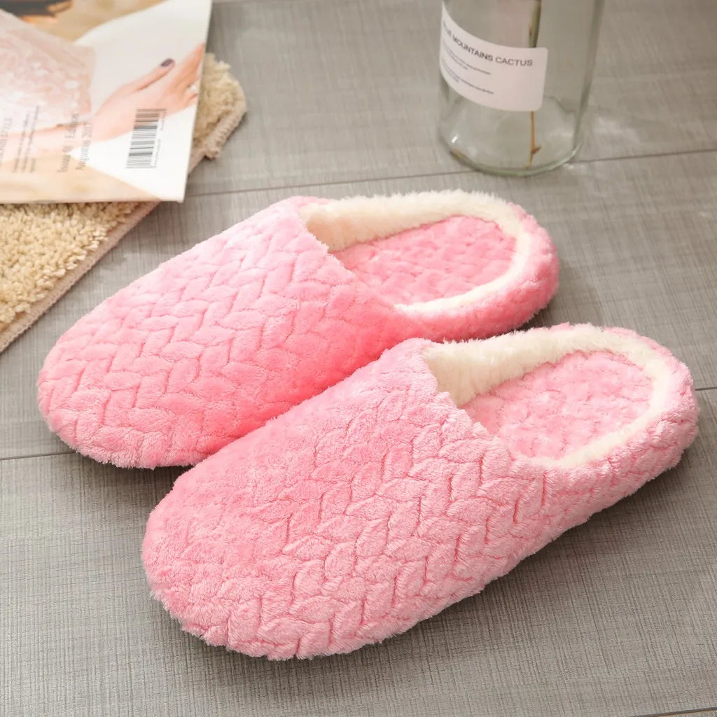 Women's Cartoon Cat Fur Slippers – Memory Foam Non-Slip Indoor