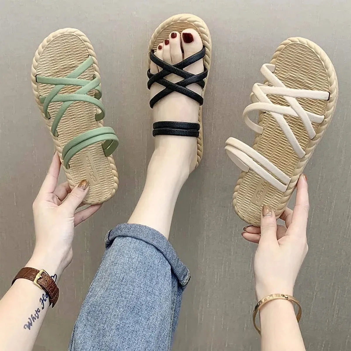Women's Summer Flat Sandal Slippers – Soft Sole Slip-On