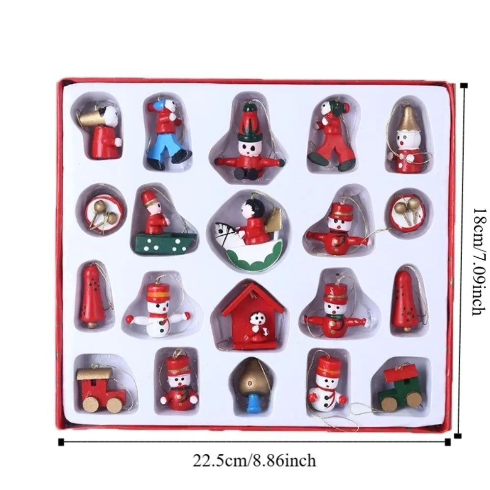 Wooden Christmas Tree Ornaments DIY Hanging Set 10–30 Pcs