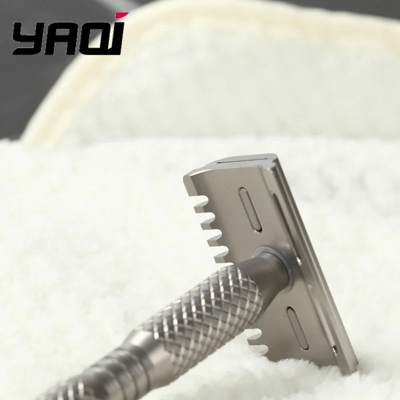 YAQI Ghost 90DC Titanium Safety Razor – Cross Grain Pattern