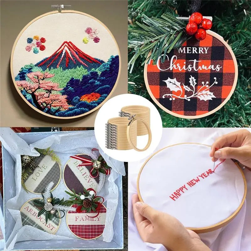 15-Pack 12 Inch Bamboo Embroidery Hoops Set for Needlework