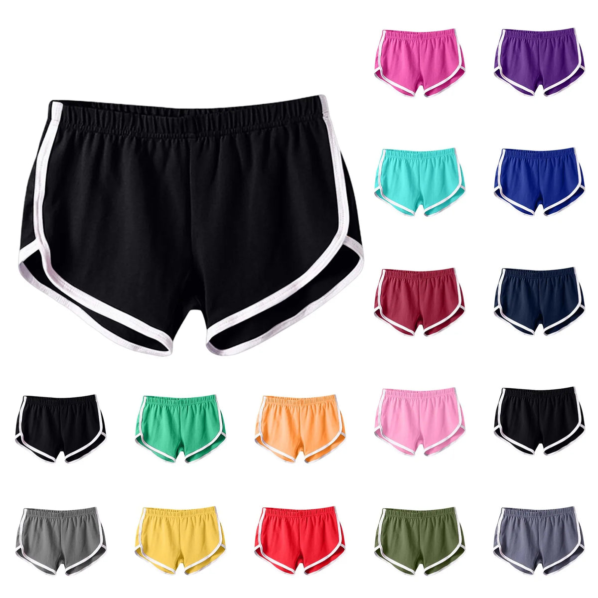 Women's Candy Color Sports Shorts – Elastic Waist Summer Casual