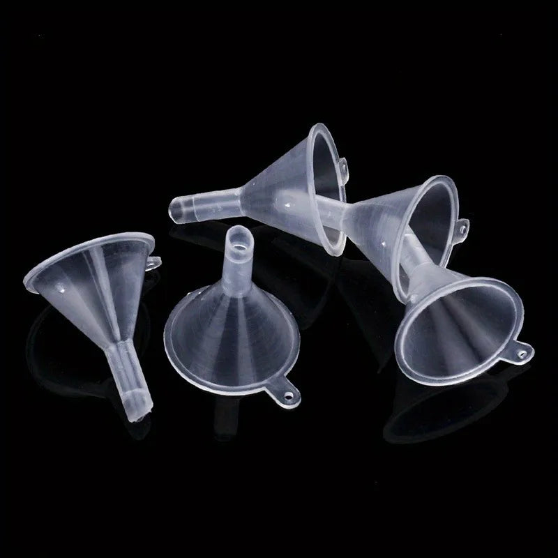 3-Pack Mini Clear Plastic Funnels for Bottles, Perfume & Crafts