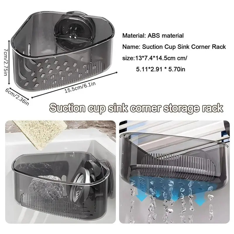 Sink Corner Organizer Rack Suction Cup Mount – Set of 2